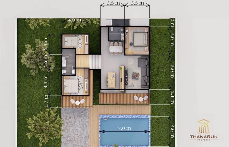 ภาพแบบบ้าน-บ้านเดี่ยว พร้อมสระว่ายน้ำ