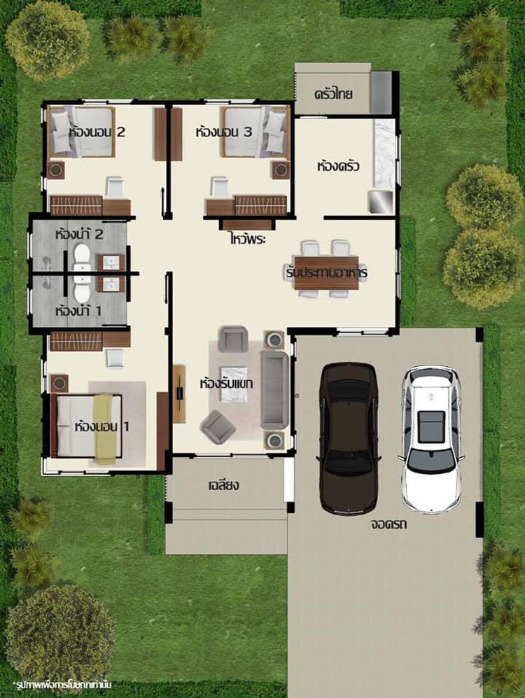ภาพแบบบ้าน-บ้านเดี่ยวชั้นเดียว