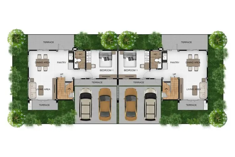 ภาพแบบบ้าน-บ้านแฝดสองชั้น