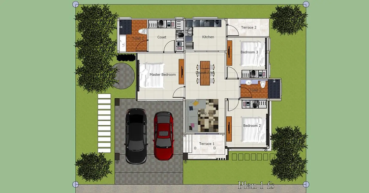 ภาพแบบบ้าน-บ้านเดี่ยวชั้นเดียว