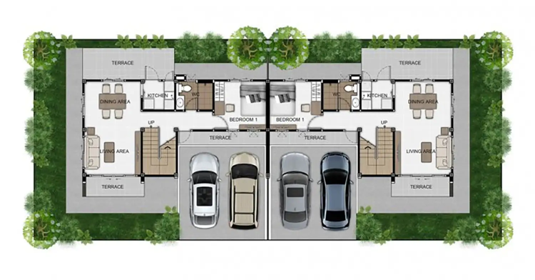 ภาพแบบบ้าน-บ้านแฝดสองชั้น