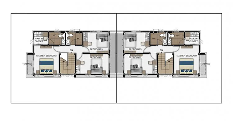 ภาพแบบบ้าน-บ้านแฝดสองชั้น