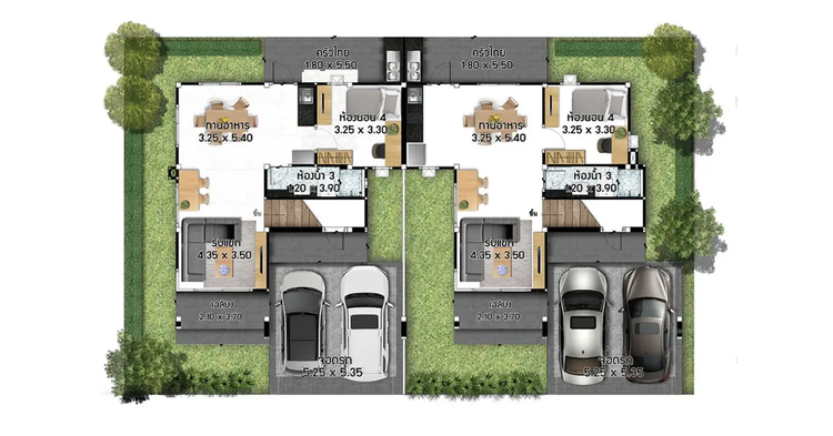 ภาพแบบบ้าน-บ้านแฝดสองชั้น