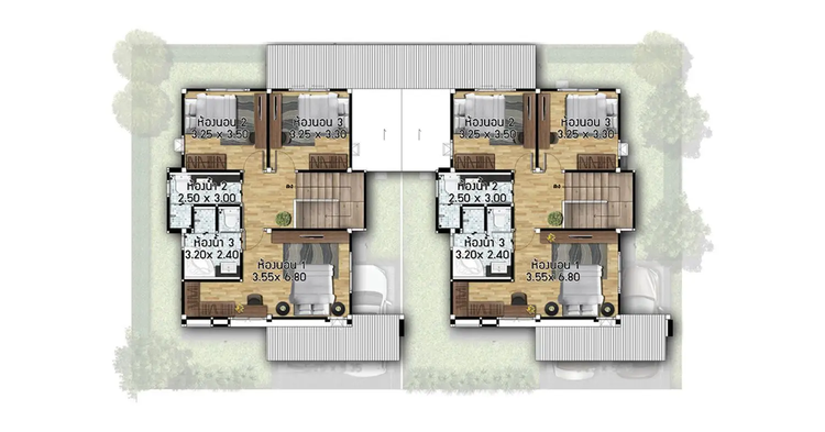 ภาพแบบบ้าน-บ้านแฝดสองชั้น