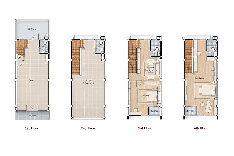 ภาพแบบบ้าน-อาคารพาณิชย์สี่ชั้น