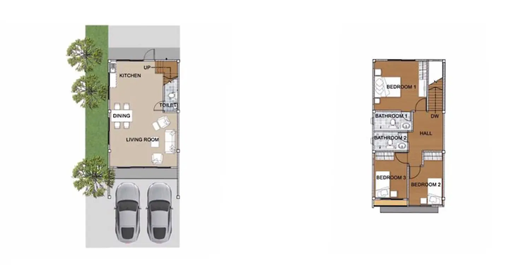 ภาพแบบบ้าน-บ้านแสนสุข-ทาวน์โฮมสองชั้น
