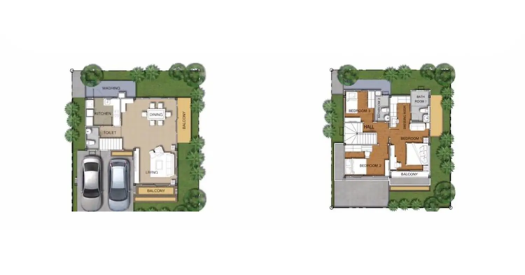 ภาพแบบบ้าน-บ้านแสนสุข-บ้านเดี่ยวสองชั้น Type A
