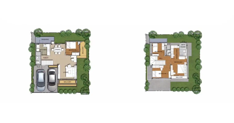 ภาพแบบบ้าน-บ้านแสนสุข-บ้านเดี่ยวสองชั้น Type B