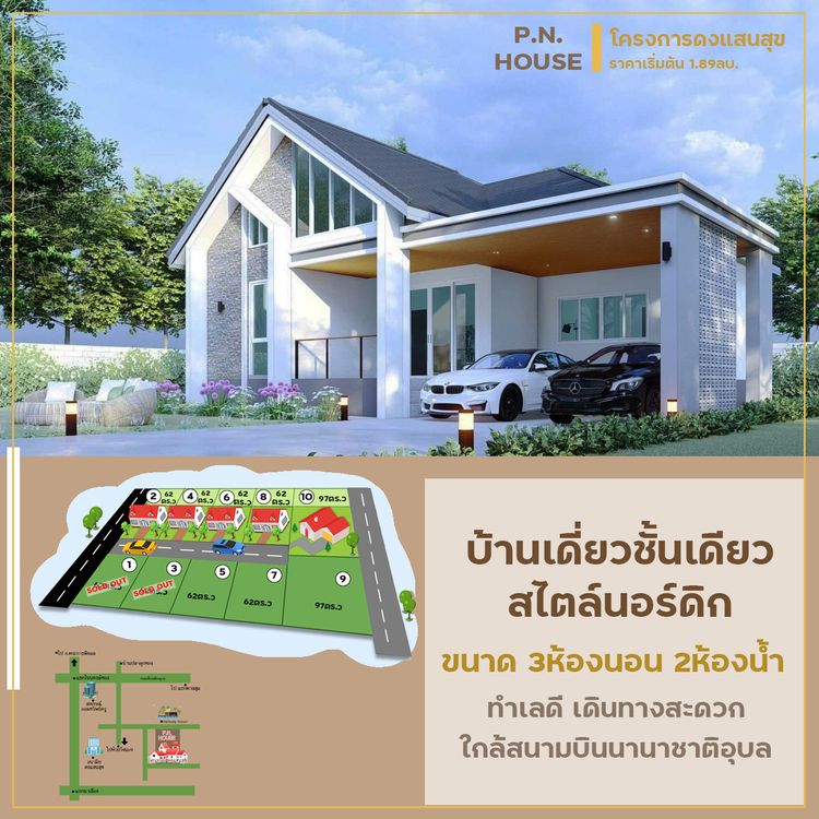 ภาพแบบบ้าน-บ้านสร้างสุข สไตล์นอร์ดิก บ้านดงแสนสุข