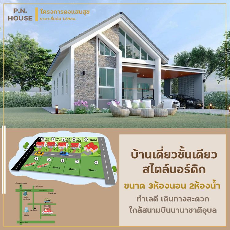 ภาพแบบบ้าน-บ้านสร้างสุข สไตล์นอร์ดิก บ้านดงแสนสุข
