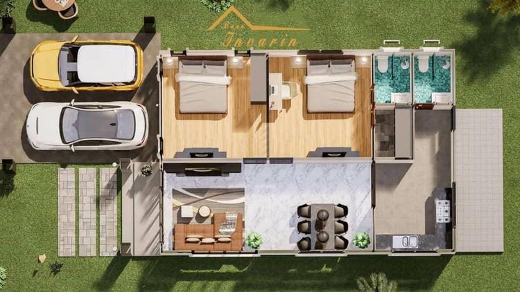 ภาพแบบบ้าน-บ้านเดี่ยวชั้นเดียว 2 ห้องนอน