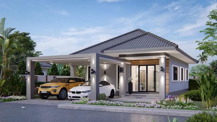 ภาพแบบบ้าน-บ้านเดี่ยวชั้นเดียว 3 ห้องนอน