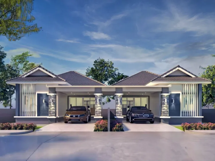 ภาพแบบบ้าน-บ้านแฝดชั้นเดียว