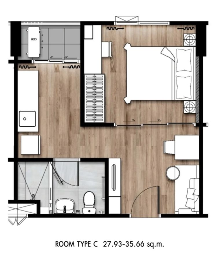 ภาพแบบบ้าน-1 Bedroom (Type B & C)