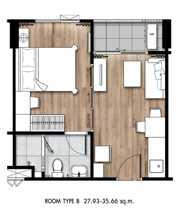 ภาพแบบบ้าน-1 Bedroom (Type B & C)