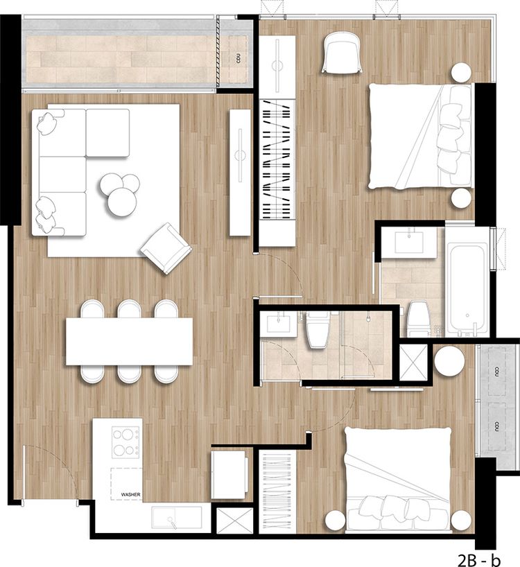 ภาพแบบบ้าน-2 ห้องนอน