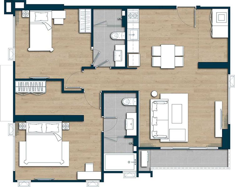 ภาพแบบบ้าน-2 ห้องนอน