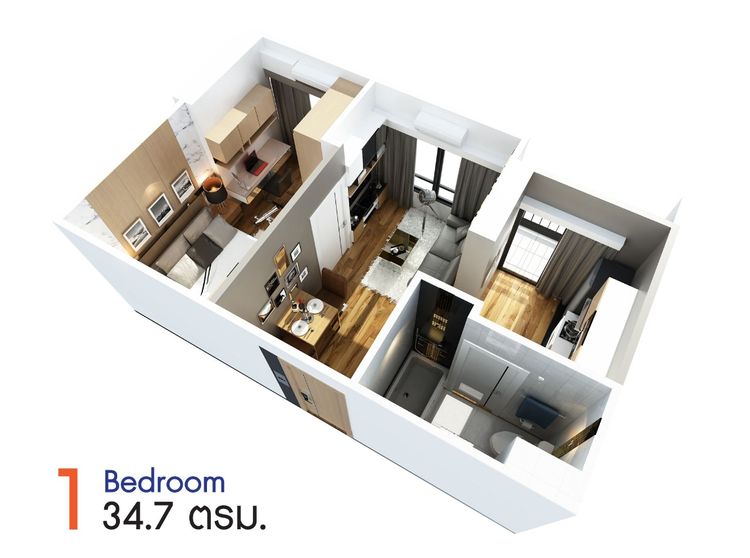 ภาพแบบบ้าน-1 ห้องนอน