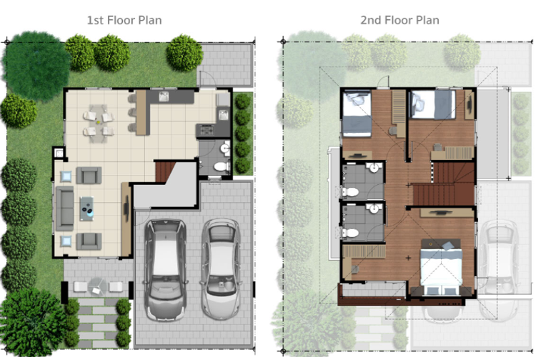 ภาพแบบบ้าน-บ้านแฝดสองชั้น Type A