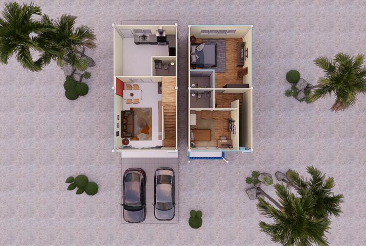 ภาพแบบบ้าน-ทาวน์โฮมสองชั้น