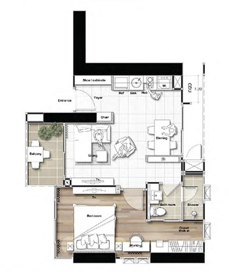 ภาพแบบบ้าน-1 Bedroom