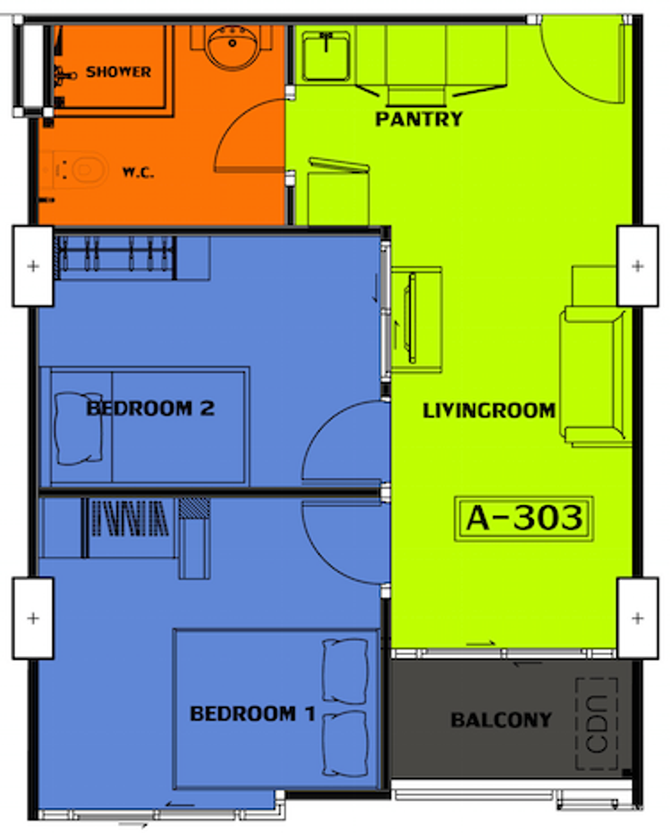 ภาพแบบบ้าน-2 ห้องนอน