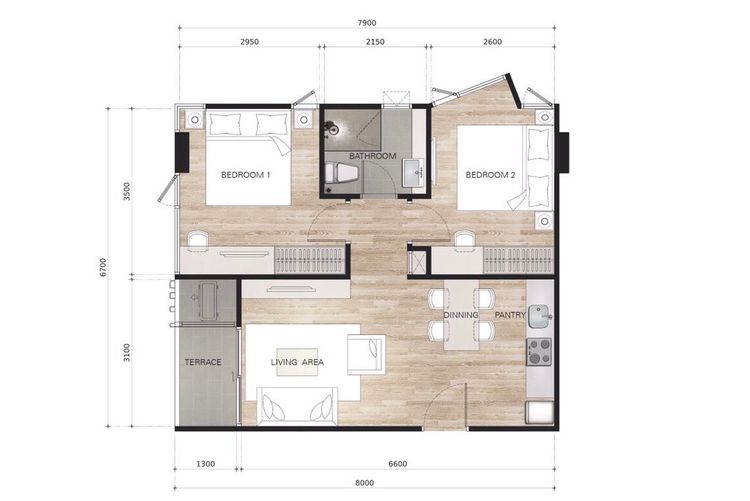 ภาพแบบบ้าน-2BEDROOM