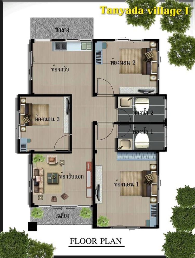 ภาพแบบบ้าน-บ้านเดี่ยวชั้นเดี่ยว