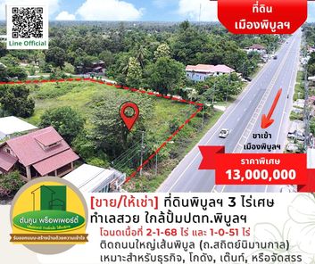 [ขาย/ให้เช่า] ที่ดินแปลงสวย ติดถนนใหญ่ทางหลวง ใกล้ปตท.พิบูล จ.อุบลฯ โพธิ์ไทร พิบูลมังสาหาร CAhIz8c7