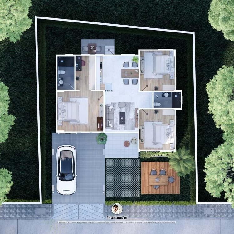 ภาพแบบบ้าน-บ้านเดี่ยวชั้นเดียว