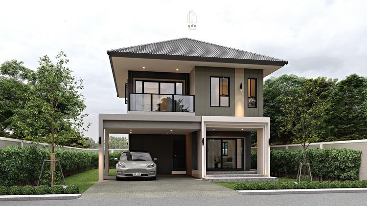 ภาพแบบบ้าน-แบบบ้านสไตล์โมเดิร์นคอนเทมโพารารี่