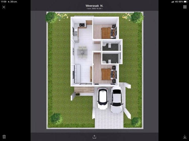 ภาพแบบบ้าน-บ้านศิรดา-บ้านเดี่ยว 2 นอน 2 น้ำ