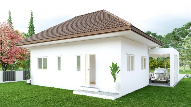 ภาพแบบบ้าน-บ้านเดี่ยวหลังใหญ่ สไตล์มินิมอลปั้นหยา