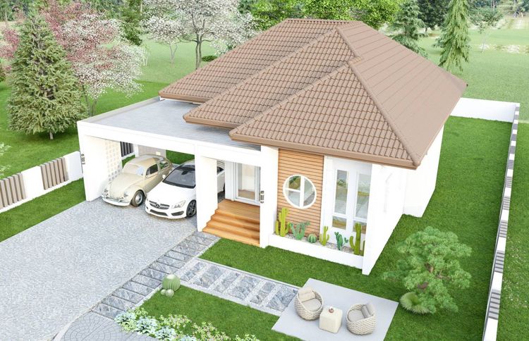 ภาพแบบบ้าน-บ้านเดี่ยวหลังใหญ่ สไตล์มินิมอลปั้นหยา