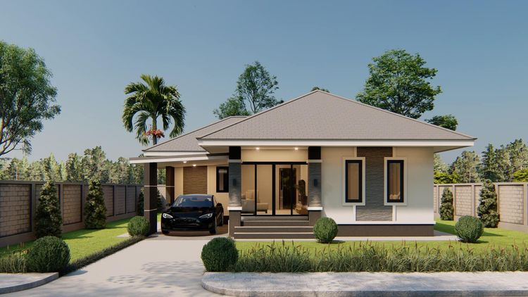 ภาพแบบบ้าน-ทรงปั้นหยา สไตล์คอนเทมโพรารี่ 