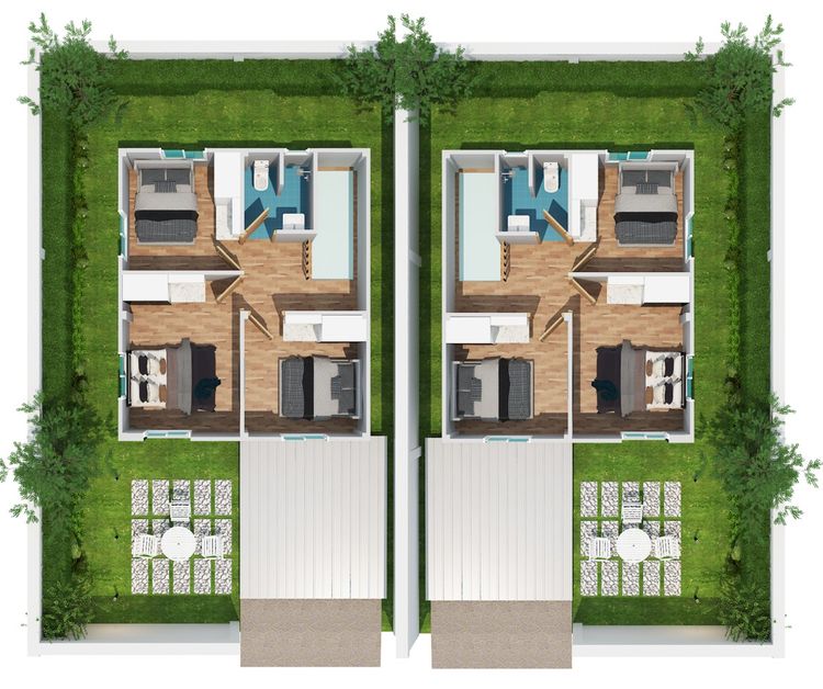 ภาพแบบบ้าน-บ้านแฝดชั้นเดียว