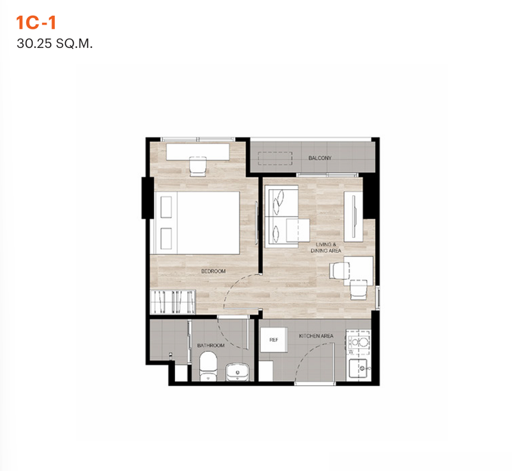 ภาพแบบบ้าน-1 Bedroom