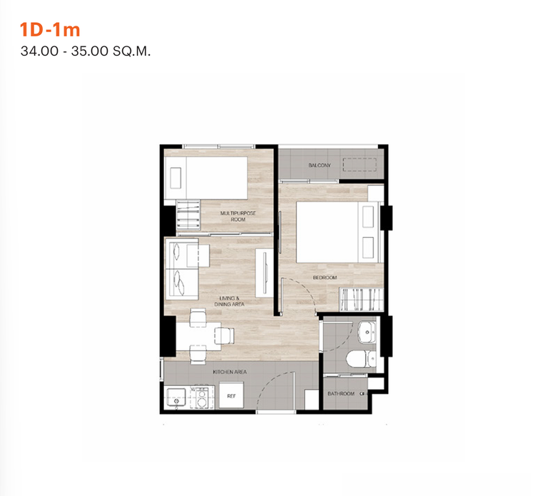 ภาพแบบบ้าน-1 Bedroom Plus