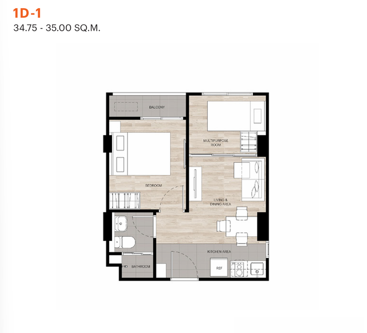 ภาพแบบบ้าน-1 Bedroom Plus