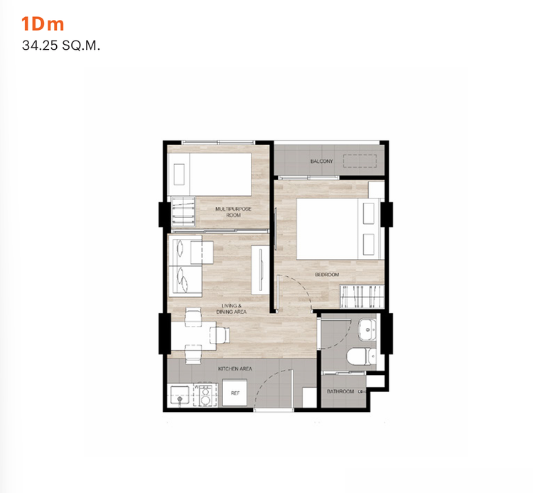 ภาพแบบบ้าน-1 Bedroom Plus