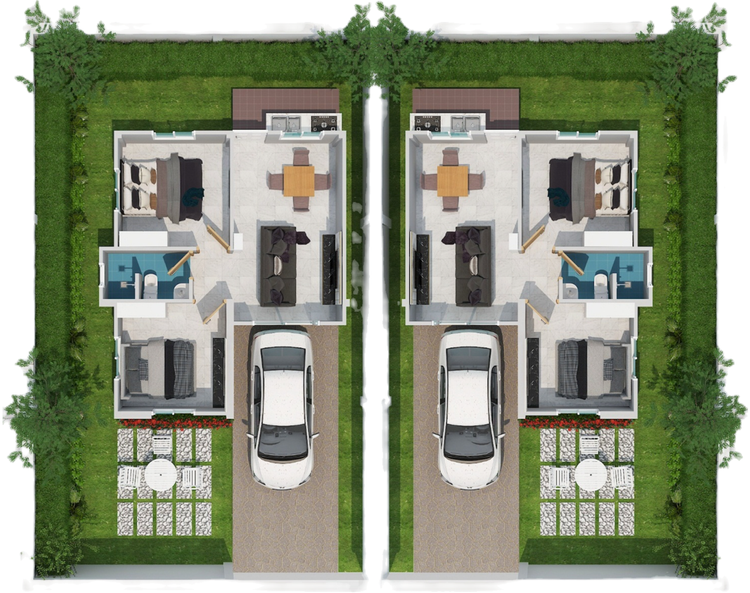 ภาพแบบบ้าน-บ้านแฝดชั้นเดียว