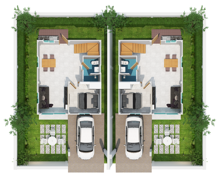 ภาพแบบบ้าน-บ้านแฝดสองชั้น