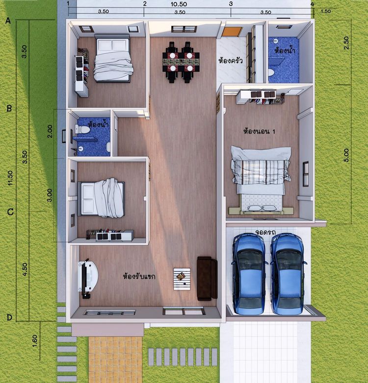 ภาพแบบบ้าน-บ้านเดี่ยวชั้นเดียว