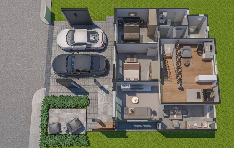 ภาพแบบบ้าน-Type B บ้าน 1 ชั้นครึ่ง หลังคาทรงนอร์ดิก