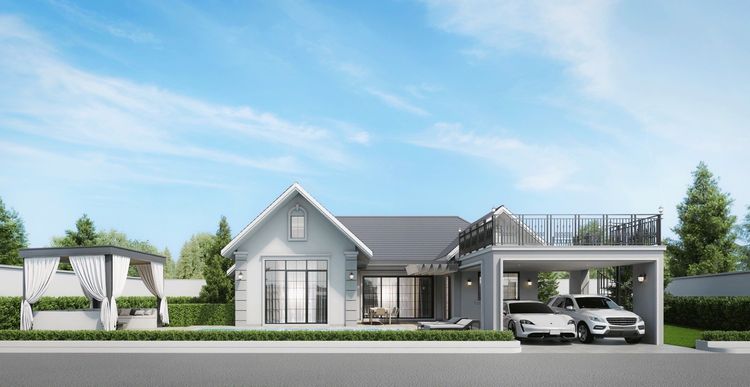 ภาพแบบบ้าน-บ้านเดี่ยวชั้นเดียว สไตล์ยุโรป โมเดิร์น ลักชัวร์รี่ (มีสระว่ายน้ำ)