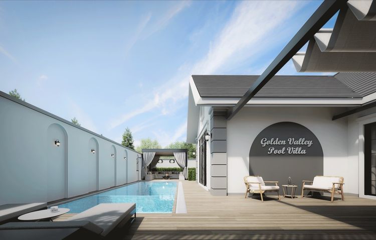 ภาพแบบบ้าน-บ้านเดี่ยวชั้นเดียว สไตล์ยุโรป โมเดิร์น ลักชัวร์รี่ (มีสระว่ายน้ำ)
