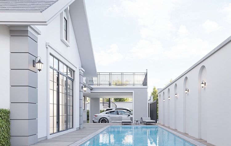 ภาพแบบบ้าน-บ้านเดี่ยวชั้นเดียว สไตล์ยุโรป โมเดิร์น ลักชัวร์รี่ (มีสระว่ายน้ำ)