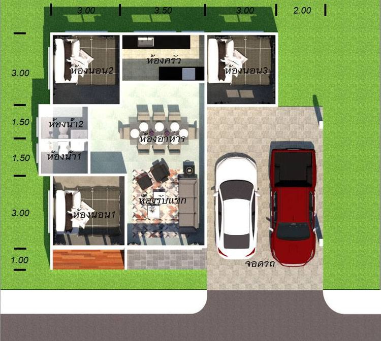ภาพแบบบ้าน-บ้านเดี่ยวชั้นเดียว