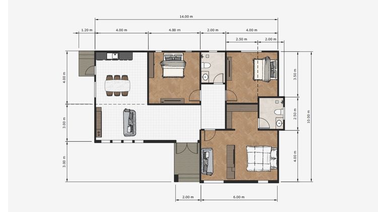 ภาพแบบบ้าน-บัานเดี่ยวชั้นเดียว