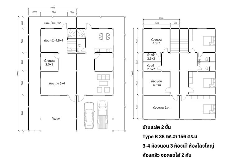ภาพแบบบ้าน-บ้านแฝด2ชั้น Type B